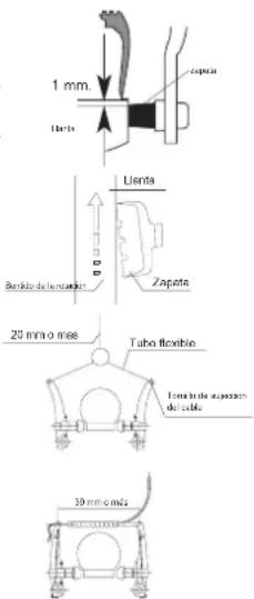 1 mm. Llente Llente Zapata Barbido de la maintenance Zapata 20 mm o mes Tubo flexible Lento de ajuste del cable 30 mm o mda