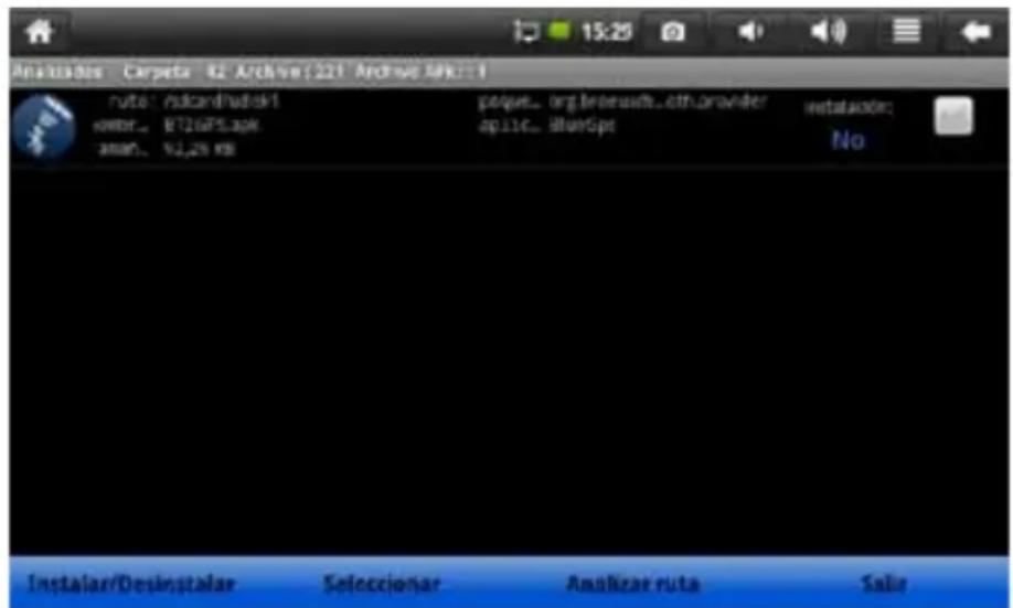 Analisator Carpets 82 Archive: 221 Android API: 1 route: rulcardvsk1 user: BT2GPS Iraq 3000. 92,25 KB peque.org.bereusoft.cth.provider ap116 BlueSpot Instalaror: No Instalar/Desinstalar Selectcionar Analyzar ruta Sale