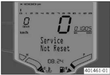 X1000rpm 0 12345678901128 0 DEAR km/h 0 0100S km 000 Service Not Reset 08:24 H C E F 401461-01
