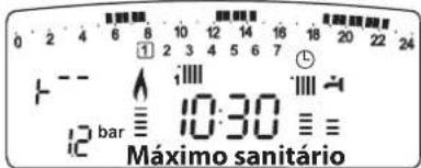 0 2 4 6 8 10 12 14 16 18 20 22 24 1 2 3 4 5 6 7 + - - 12 bar 10:30 Máximo sanitário