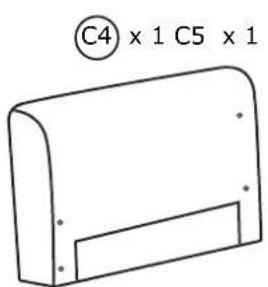 Simple line drawing of a rectangular object with cutouts and mounting holes, labeled C4, x1, C5, x1 (no text or symbols on the object itself)