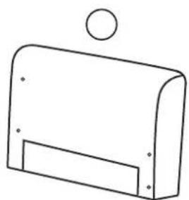 Simple line drawing of a rectangular box with a circular top and a rectangular cutout on the side (no text or symbols)