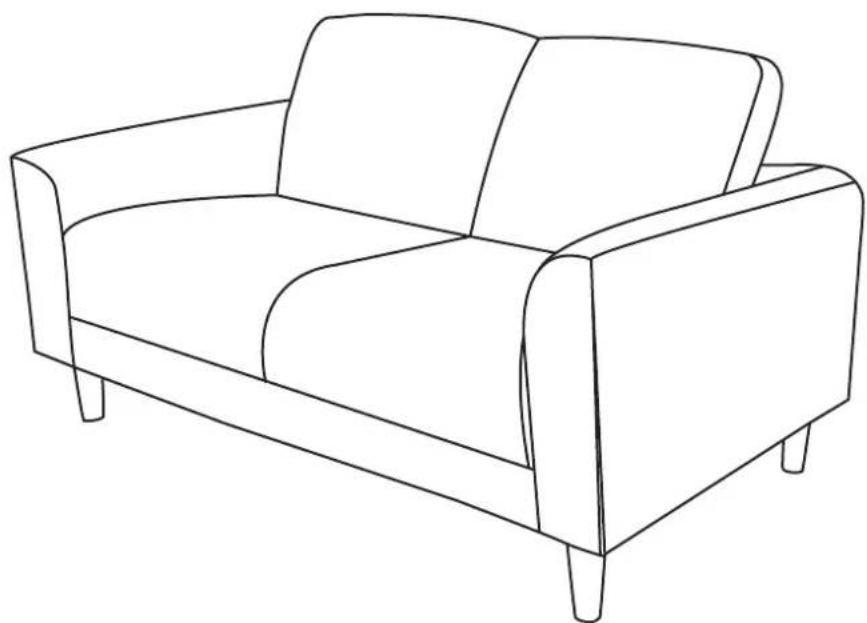 Line drawing of a two-legged armchair with four legs (no text or symbols)