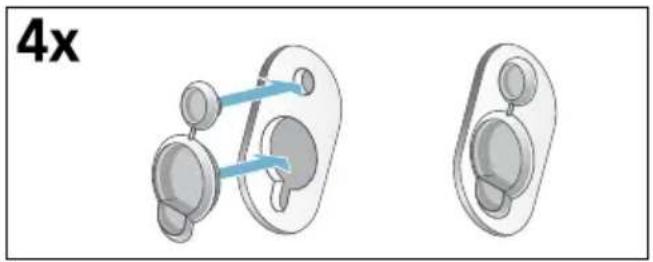Diagram showing two abstract shapes with connected nodes and a blue arrow, labeled '4x' (no text or symbols on shapes).