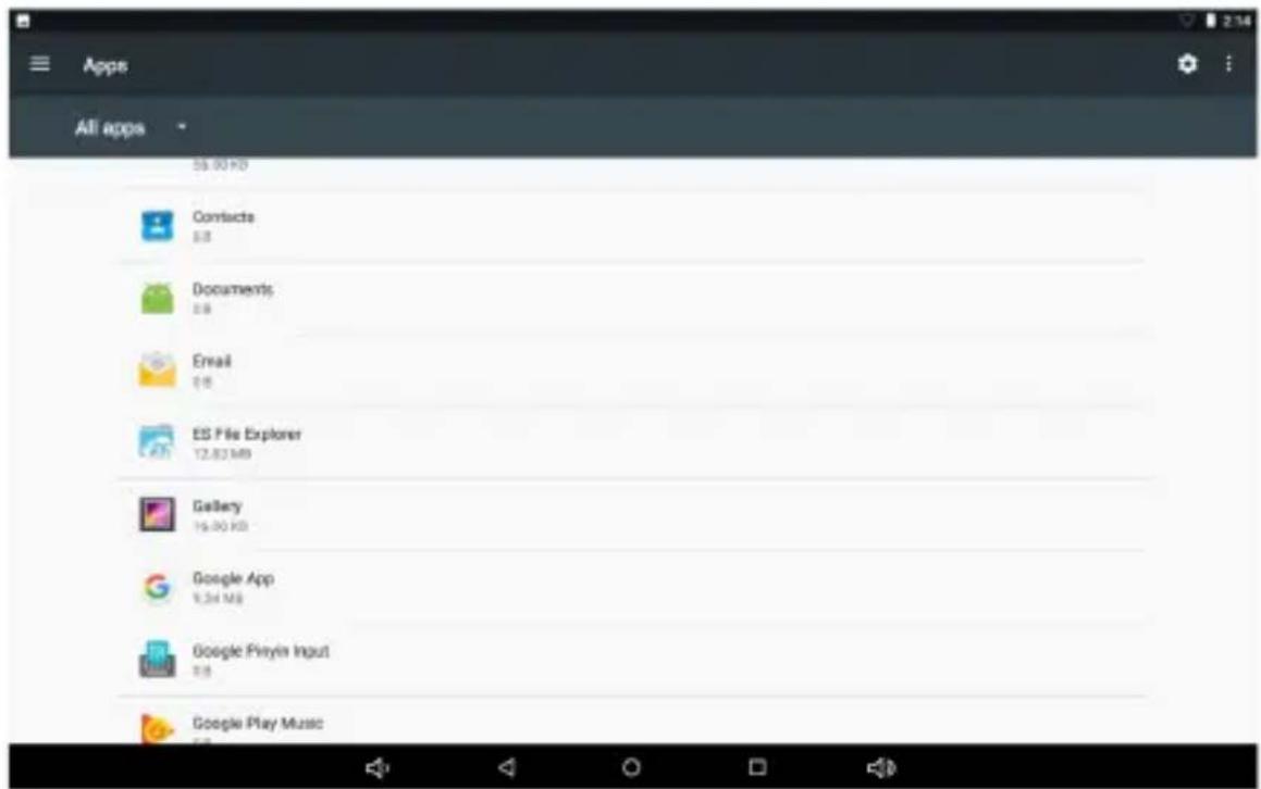 Apps All apps 58.00 KB Contacts 6.8 Documents 6.8 Email 6.8 ES File Explorer 12.83 MB Gallery 15.00 KB Google App 9.34 MB Google Play Music 6.8