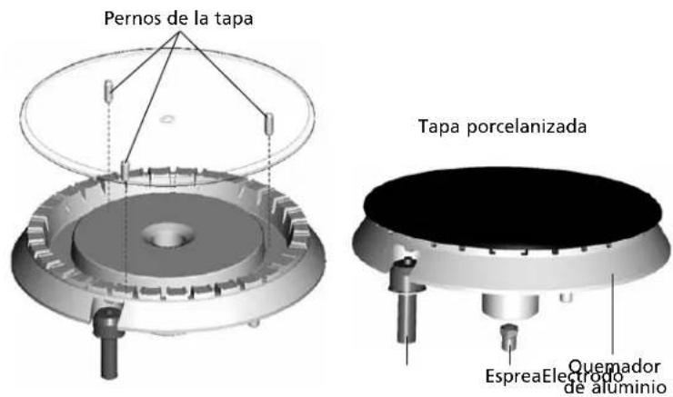 Pernos de la tapa Tapa porcelanizada Esprea Electrodo de aluminio Quemador