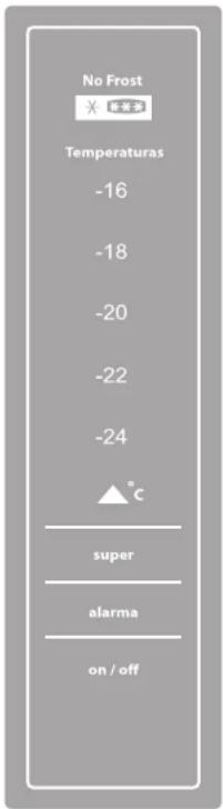 No Frost X * * * Temperaturas -16 -18 -20 -22 -24 ▲°C super alarma on / off