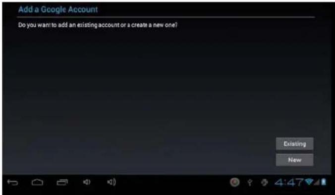 Add a Google Account Do you want to add an existing account or a create a new one? Existing New
