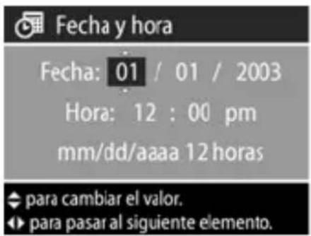 HP PhotoSmart 930 - Fecha y hora - 1
