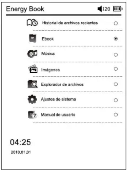 ENERGY SISTEM E‑ink eReader 1162 - meNÚ pRINCIpaL - 1