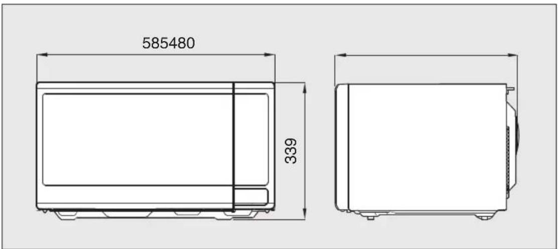 DAEWOO KOR-18GM - El espacio mínimo necesario que debe haber sobre la parte superior del horno es de 20 cm. - 3