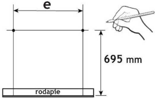 e 695 mm rodapie