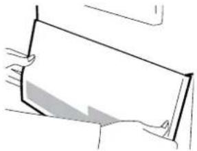 Simple line drawing of two hands holding a rectangular object, no text or symbols present