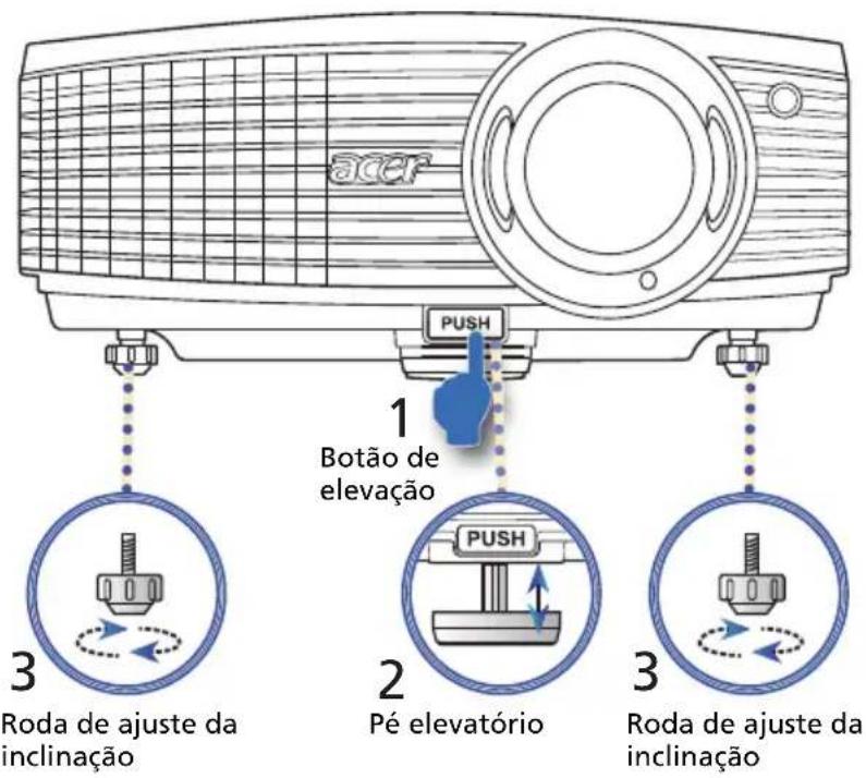 acer 1 Botão de elevação 3 Roda de ajuste da inclinação 2 Pé elevatório 3 Roda de ajuste da inclinação