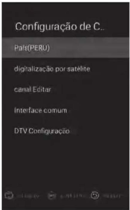 Configuraçao de C.. Pais(PERU) digitalização por satélite canal Editar Interface comum DTV Configuraçao