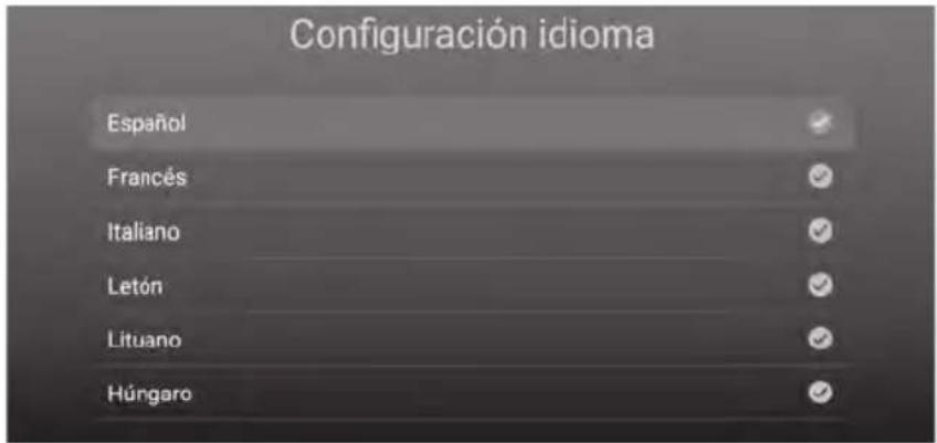 Configuración idioma Español Francés Italiano Letón Lituano Húngaro