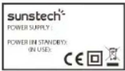 sunstech® POWER SUPPLY : POWER (IN STANDBY): (IN USE): CE