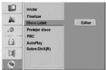 Iniciar Finalizar Disco Label Protejer disco PBC AutoPlay Sobre DivX(R) Editor