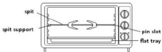 spit spit support pin slot flat tray