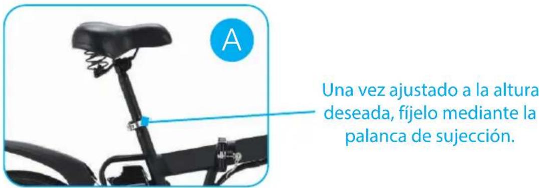 Una vez ajustado a la altura deseada, fijelo mediante la palanca de sujección.