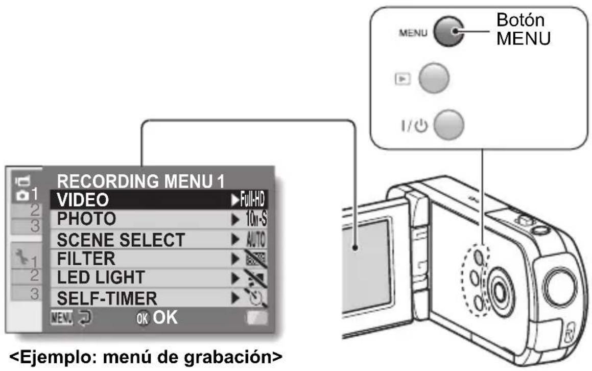 TOSHIBA Camileo SX500 - ACCESO A LA PANTALLA DE MENÚ - 1