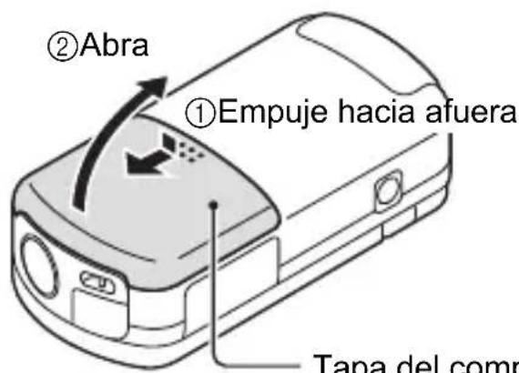 TOSHIBA Camileo SX500 - Abra la tapa del compartimiento de la batería. - 1
