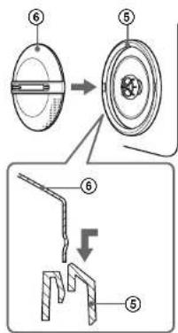 Technical diagram showing mechanical assembly steps with numbered components and directional arrows