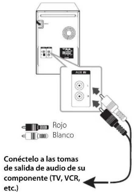 Rojo Blanco Conéctelo a las tomas de salida de audio de su componente (TV, VCR, etc.)