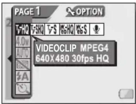 PAGE 1 OPTION T-HQ T-S HQ GS VIDEOCLIP MPEG4 640X480 30fps HQ