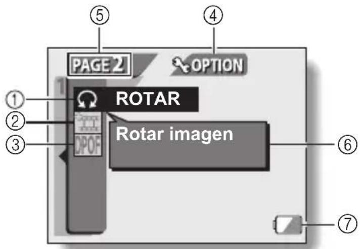 PAGE 2 OPTION 1 ROTAR Rotar imagen ① ② ③ ④ ⑤ ⑥ ⑦