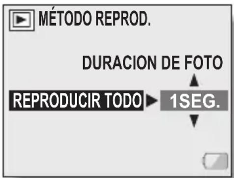MÉTODO REPROD. DURACION DE FOTO REPRODUCIR TODO ▶ 1SEG.