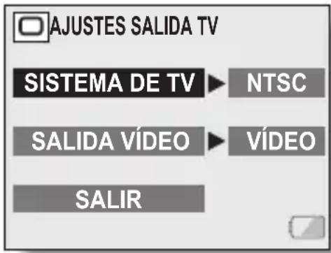 AJUSTES SALIDA TV SISTEMA DE TV NTSC SALIDA VÍDEO VÍDEO SALIR