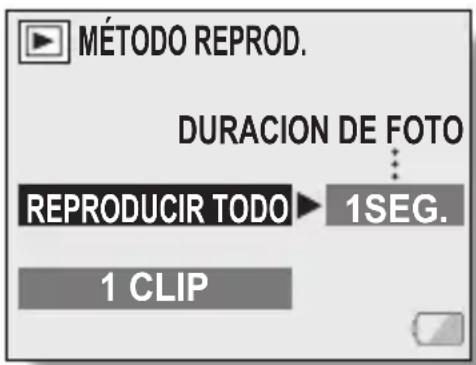 MÉTODO REPROD. DURACION DE FOTO REPRODUCIR TODO 1SEG. 1 CLIP