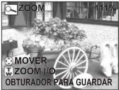 ZOOM 111% MOVER ZOOM I/O OBTURADOR PARA GUARDAR