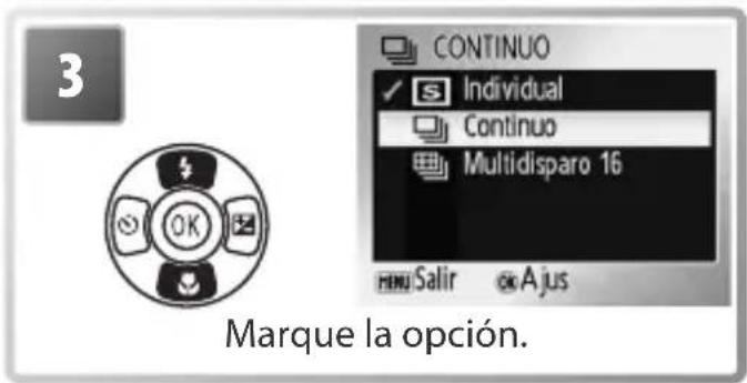 3 OK CONTINUO Individual Continuo Multidisparo 16 Salir @Ajus Marque la opción.
