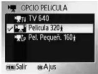CPCIO PELICULA TV TV 640 Pelicula 320 Pel. Pequén. 160 new Salir ok Ajus