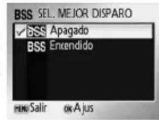 BSS SEL. MEJOR DISPARO ✓ Apagado BSS Encendido MENU Salir ok Ajus