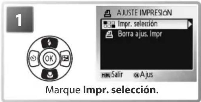 1 AJUSTE IMPRESIÓN Impr. selección Borra ajus. Impr Marque Impr. selección.