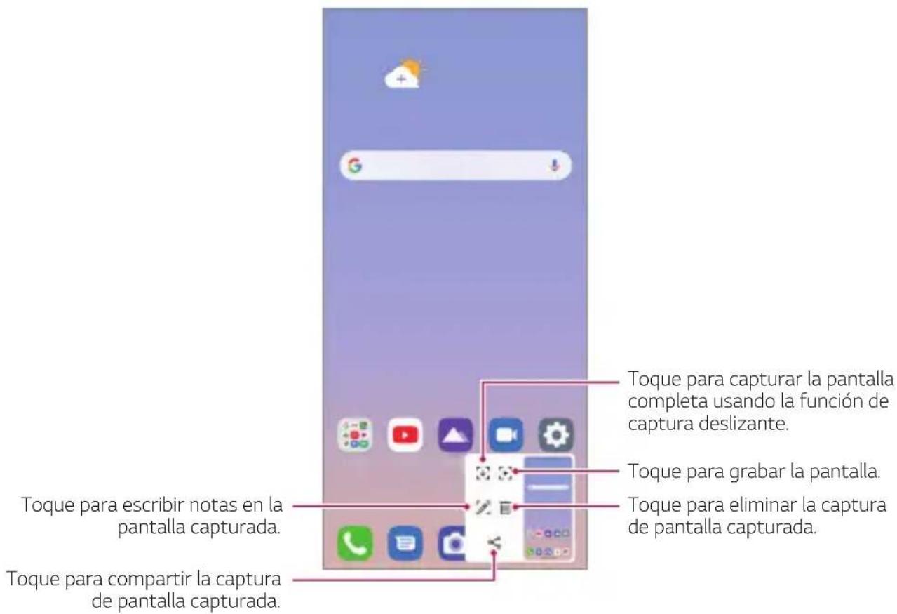 LG K71N - Funciones adicionales luego de capturar la pantalla - 1