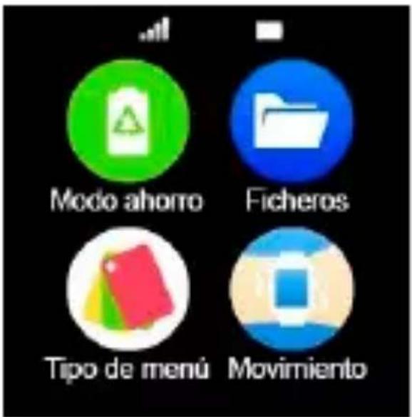 Mode ahorro Ficheros Tipo de menú Movimiento