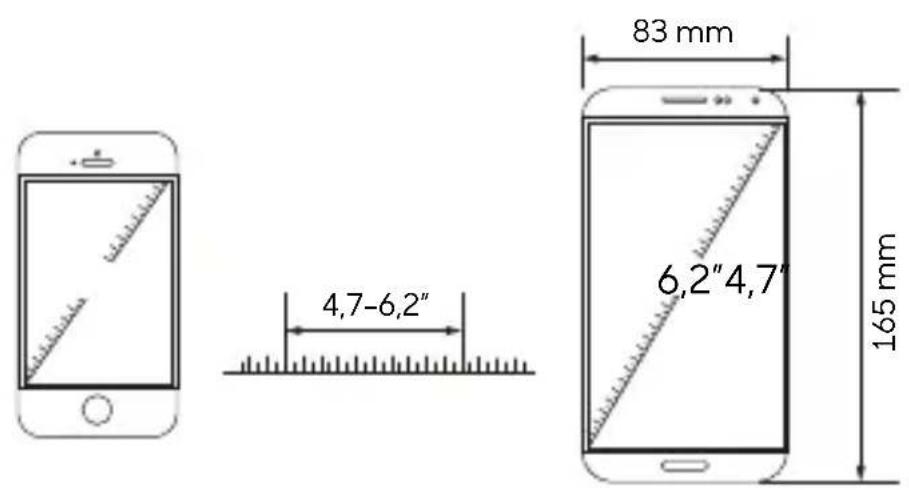 4,7-6,2" 83 mm 6,2"4,7" 165 mm