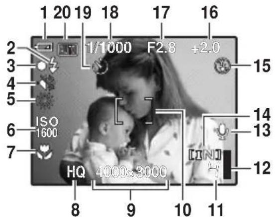 OLYMPUS X-830 - Símbolos e iconos del monitor - 1