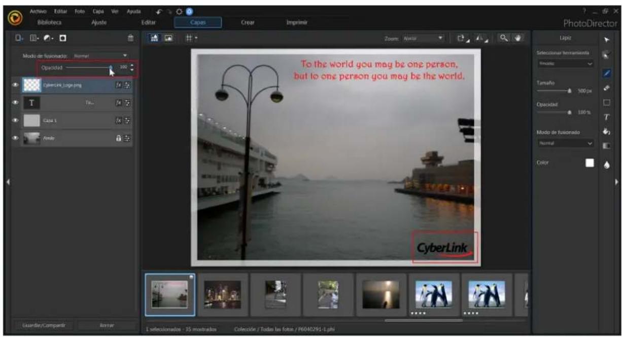CYBERLINK PhotoDirector 10 - Ajustar la opacidad de la capa - 1