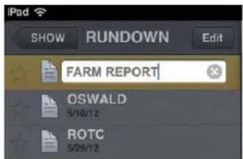iPad SHOW RUNDOWN Edit FARM REPORT OSWALD 5/10/12 ROTC 5/25/12