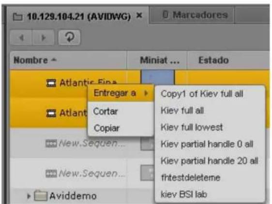10.129.104.21 (AVIDWG) × Marcadores Nombre ▲ Miniat ... Estado Atlantic Fina Entregar a Copy1 of Kiev full all Cortar Kiev full all Copiar Kiev full lowest Kiev partial handle 0 all Kiev partial handle 20 all fhtestdeleteme kiev BSI lab Atlant New.Sequen... New.Sequen... Aviddemo