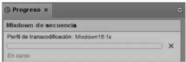 Progreso Mixdown de secuencia Perfil de transcodificación: Mixdown15:1s En curso