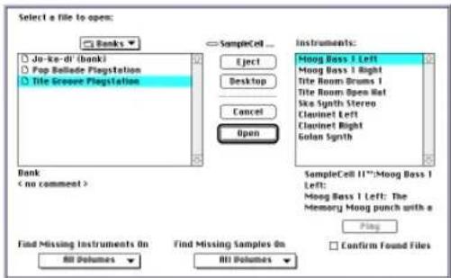 Avid SampleCell II Plus - Para cargar un banco existente: - 1