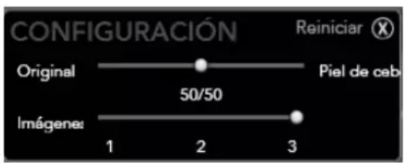 CONFIGURACIÓN Reiniciar Original 50/50 Piel de cab Imágina: 1 2 3