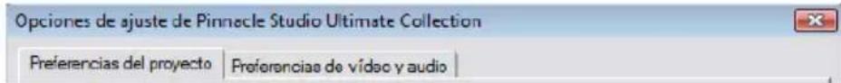 Opciones de ajuste de Pinnacle Studio Ultimate Collection Preferencias del proyecto | Preferencias de vídeo y audio