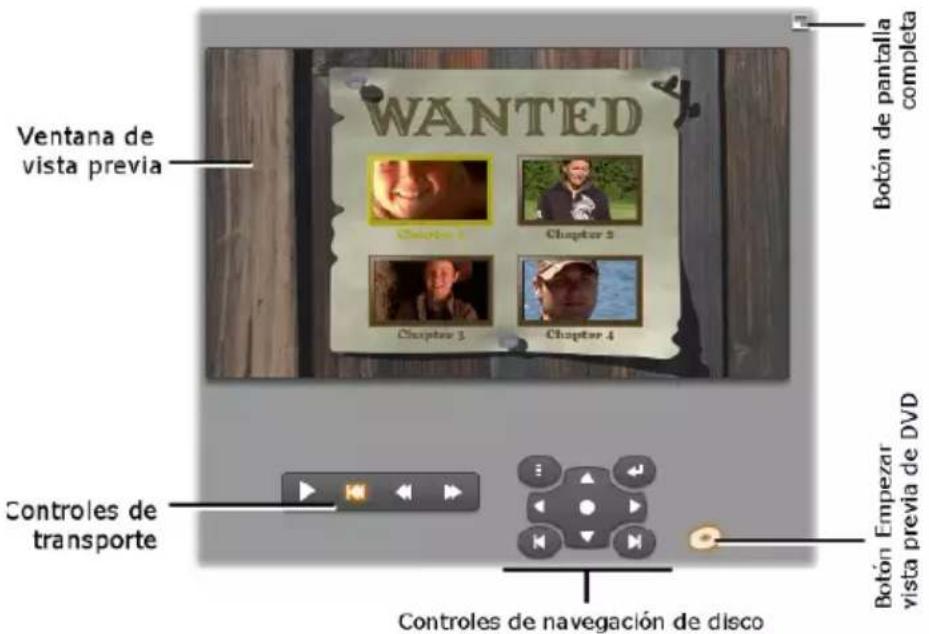 WANTED Ventana de vista previa Chapter 1 Chapter 2 Chapter 3 Chapter 4 Botón de pantalla completa Controles de transporte Botón Empezar vista previa de DVD Controles de navegación de disco